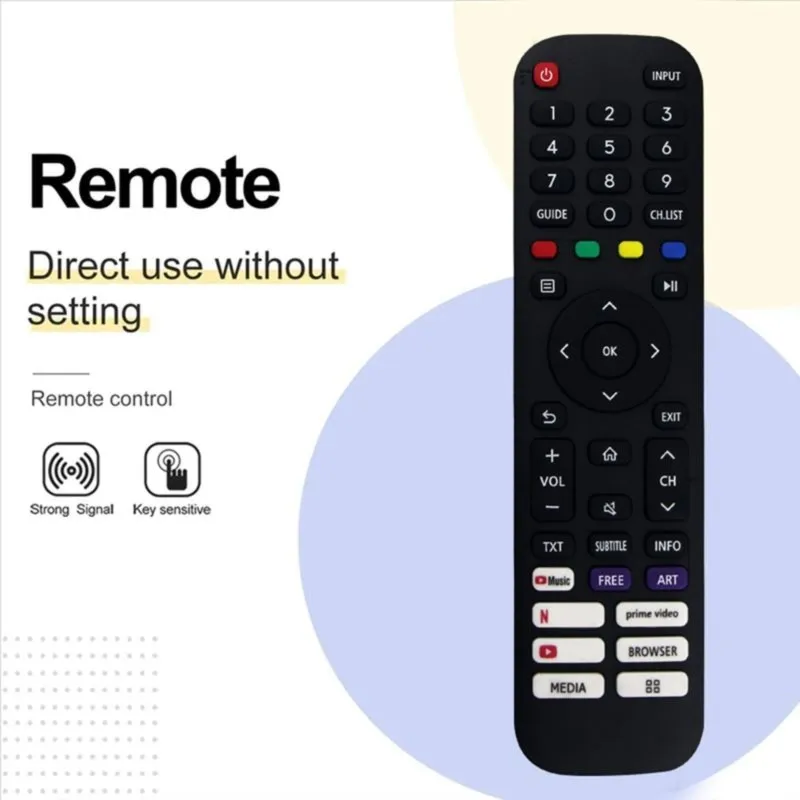 DT21 EN2J30H Infrared Remote Control Replacement for Hisense TV - ABS Black Durable Easy Install