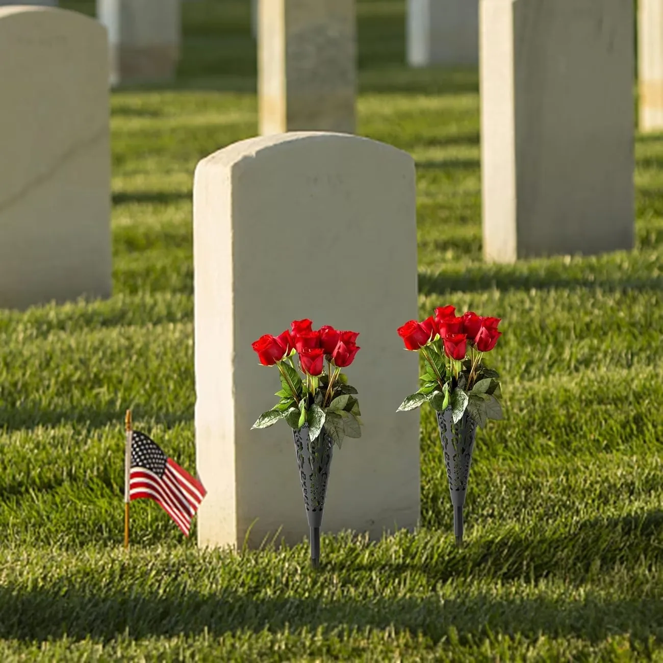 Hot Sale Cemetery Vase Plastic Cemetery Vase Decorations Gravestone Grave Yard Ground Outdoor Flower Marker Decor