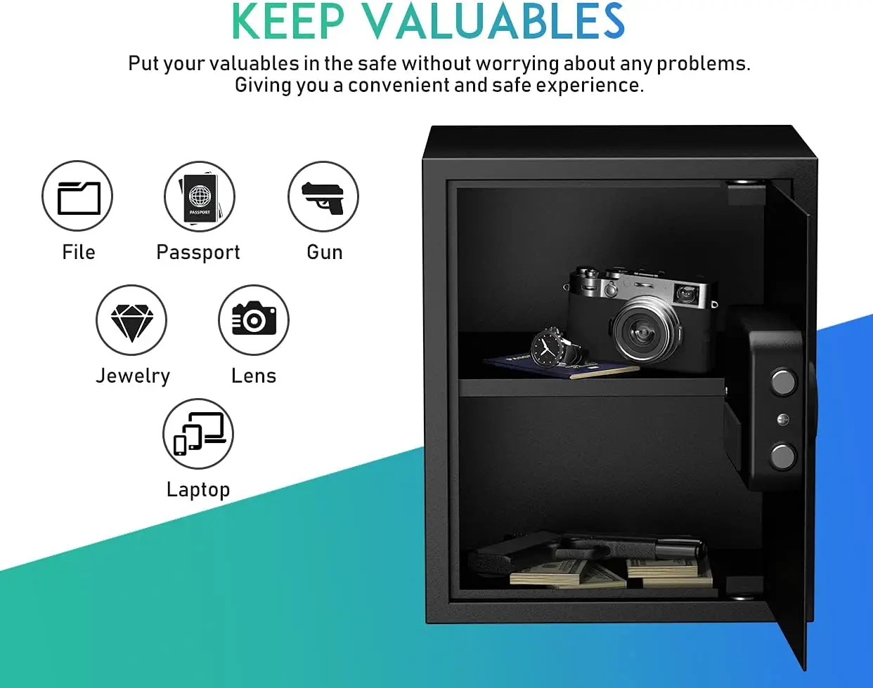 Deluxe Safe and Lock Box,Digital Keypad Safe Box,Steel Alloy Small Safes, Keypad Lock,Perfect for Home Office Hotel Business Jew