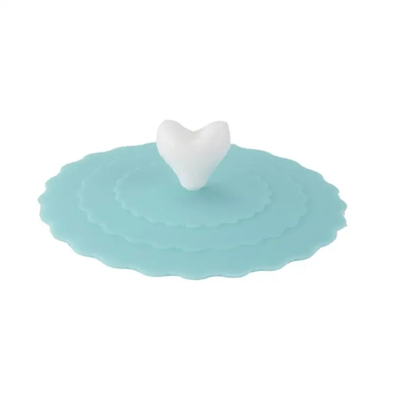 Creative Love Silicone Cup Cover Can Hold A Spoon Household Heatresistant Cup Accessories For Dust Prevention Friend Gift