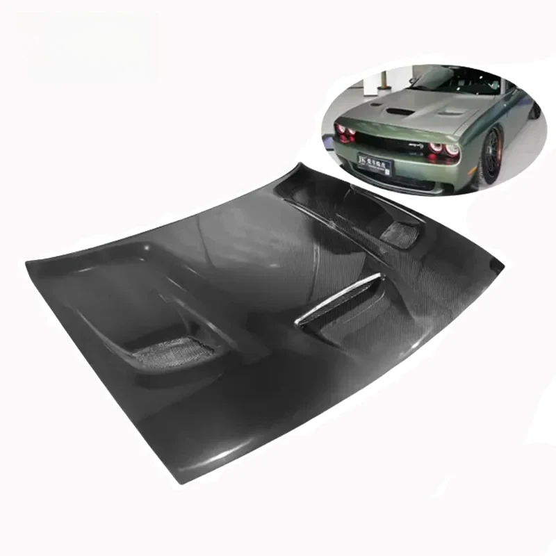 

Suitable For 2014-2023 Models Dodge Challenger High Quality SRT Carbon Fiber Engine Hood