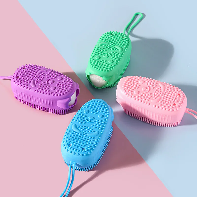 

Silicone Body Scrubber Soft Bubble Bath Brush Shower Exfoliating Sponge Massager Skin Cleaner Cleaning Pad Bathroom Accessories
