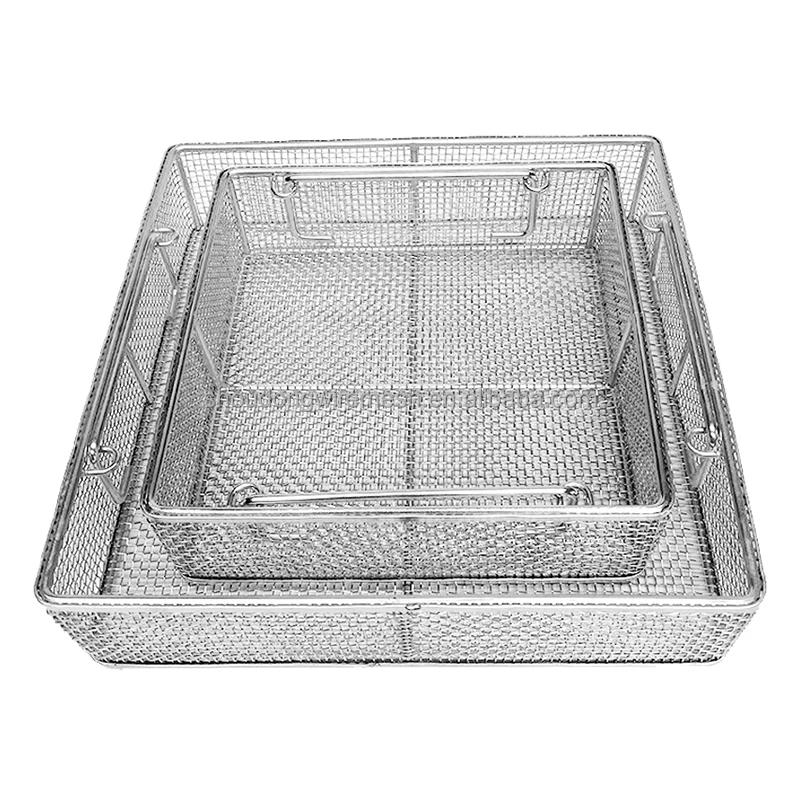 

Heat-resistant 40x80cm 304 316 stainless steel wire mesh basket Antibacterial cleaning basket