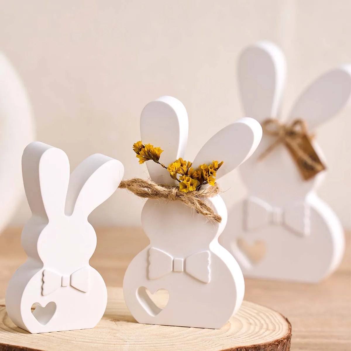 3 Hole Easter Bunny Silicone Candle Mold DIY Bow Love Rabbit Aromath Gypsum Molds Soap Epoxy Resin Crafts Making Home Decor