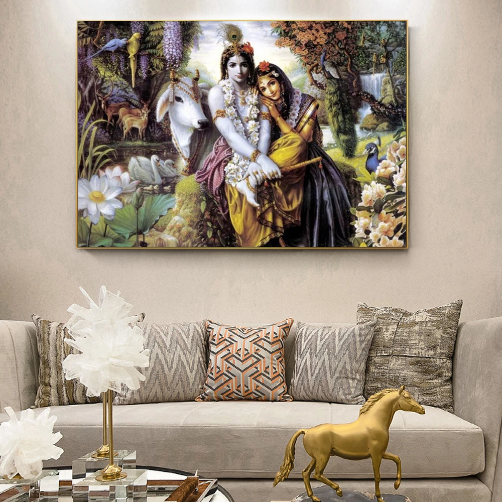 Religion Indian God Radha Krishna 5D Diy Diamond Painting Picture Of Rhinestone Full Square Mosaic Diamond Embroidery Y1165