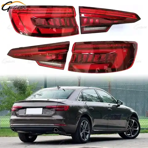 테일 램프 회전 신호 반전 램프 LED 미등 어셈블리 내부 + 외부 Audi A4 A4L B9 2016 2017-2019 테일 램프 스톱 램프