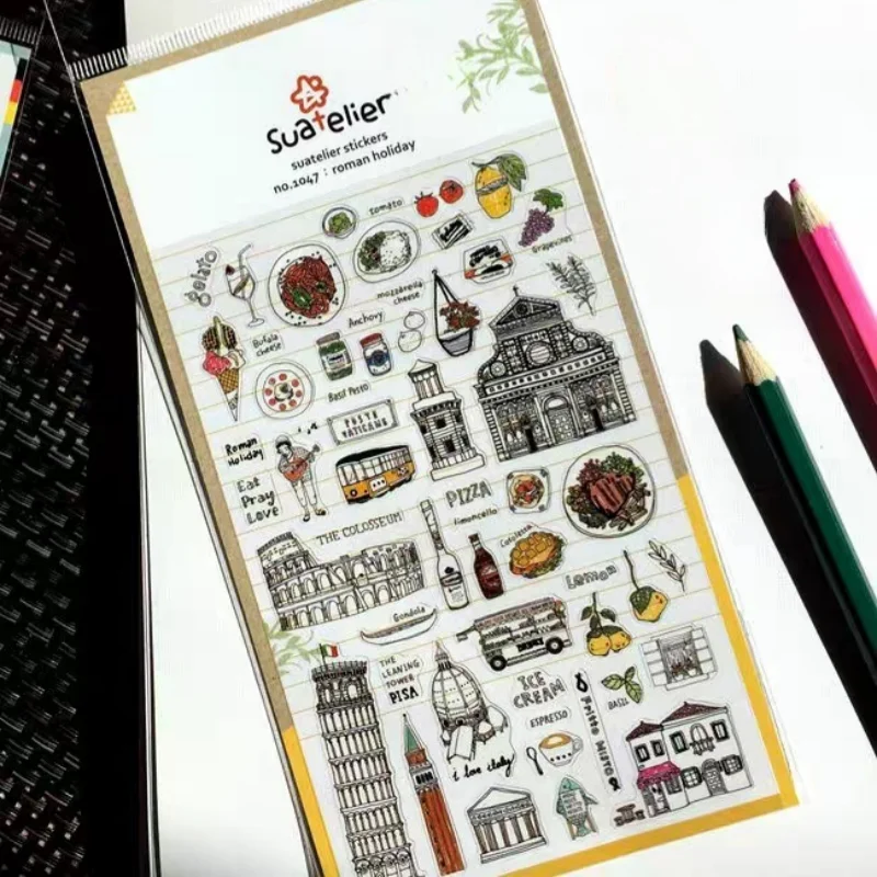 Korean Import Suatelier Roman Holiday Decorative Stickers Journal Diary Sticker DIY Scrapbooking Stationery Stickers School