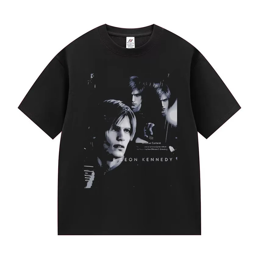 Limited Leon S Kennedy Resident Evil Graphic T Shirt Men Gothic Cosplay Clothing T-Shirts Y2k Unisex Cotton Short Sleeve T-Shirt
