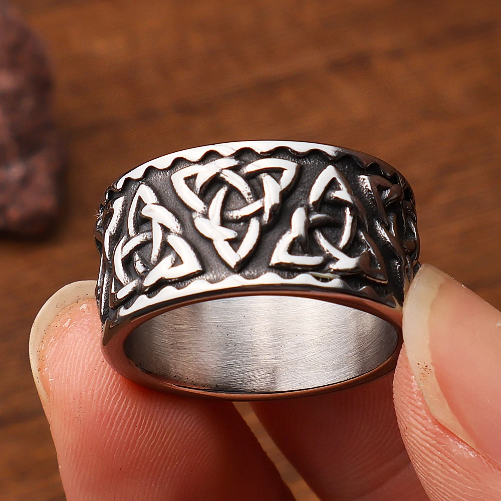 

New Nordic Viking Trinity Celtic Knot Ring Stainless Steel Punk Fashion Simple Viking Ring for Men Women Jewelry Gift Wholesale