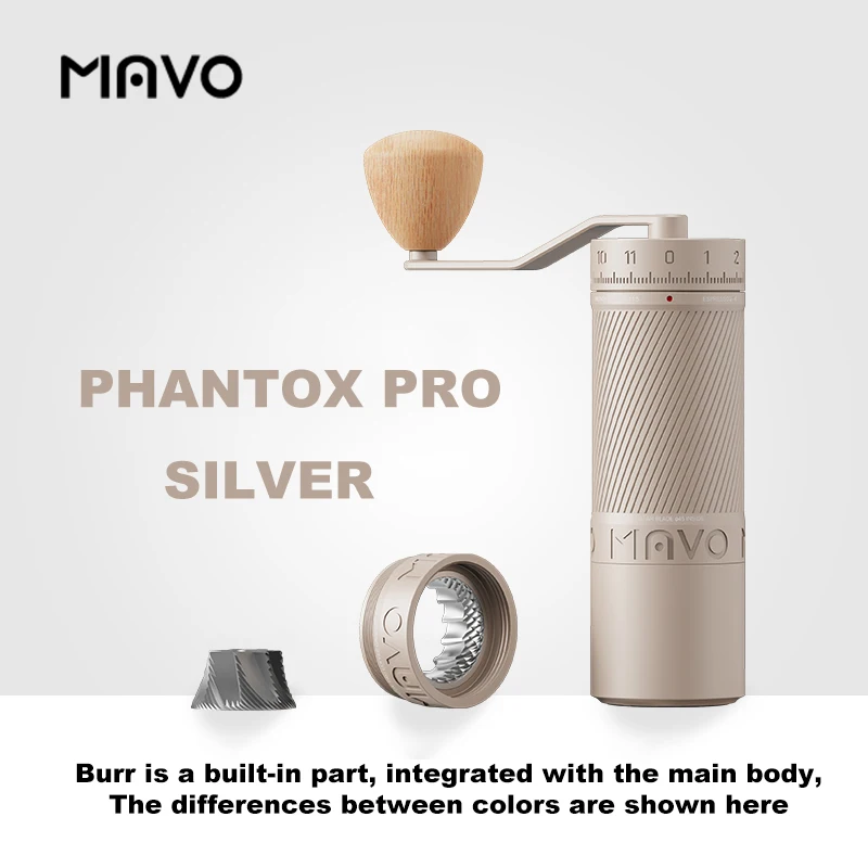 Ручная кофемолка MAVO PHANTOX PRO, заусенцы 45 мм/120 кликов/3 подшипника, исправление центрального вала/ручная кофемолка для кофейных зерен