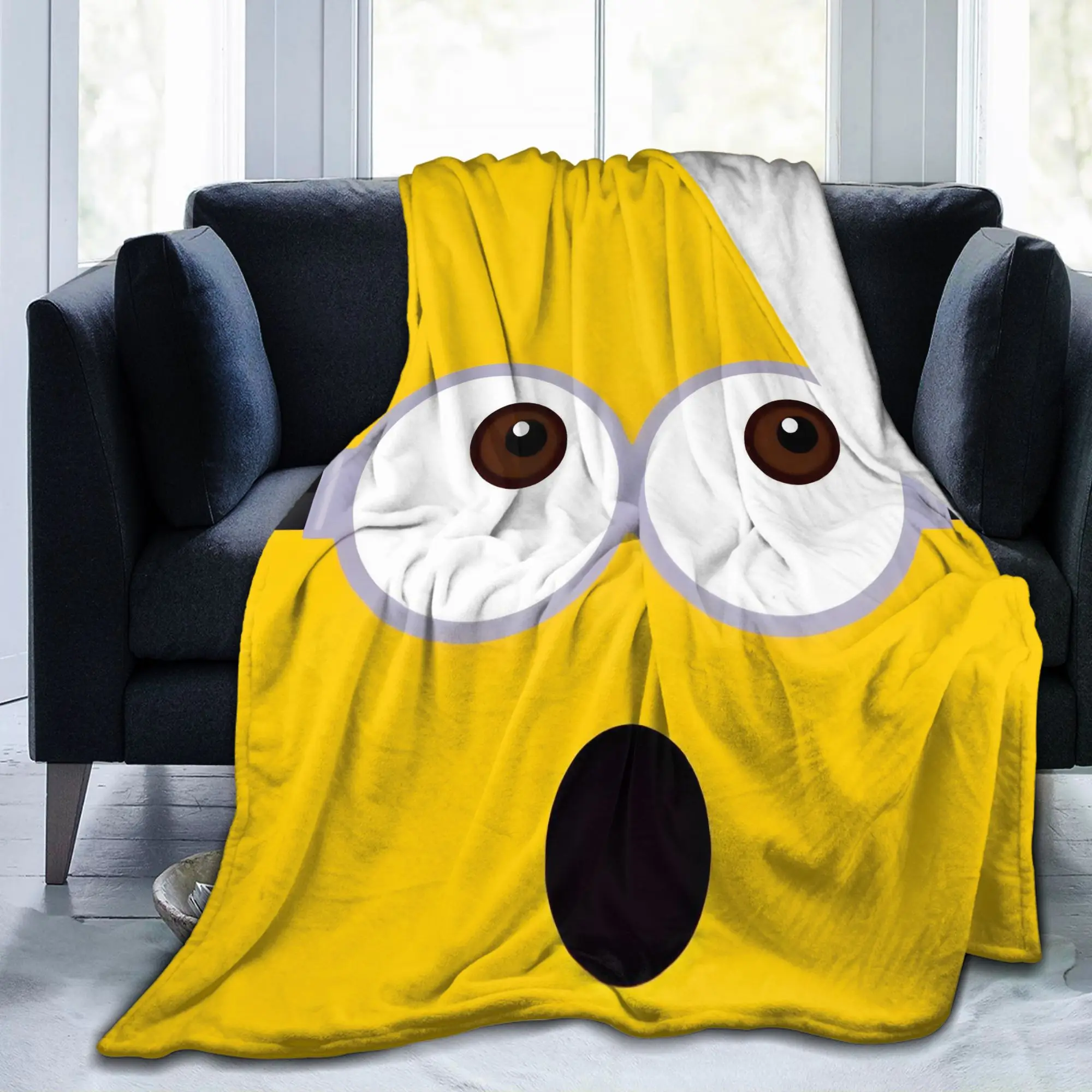 M-Minions-s Cartoon Comedy Blankets Velvet Printed  Breathable Lightweight Throw Blanket for Home Couch Bedspread