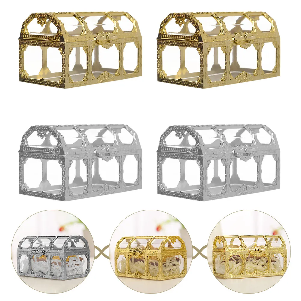 Cajas de dulces ligeras y elegantes con forma de tesoro, recipientes decorativos para regalos, recuerdos de fiesta de boda, almacenamiento de chocolate y dulces, 4 Uds.