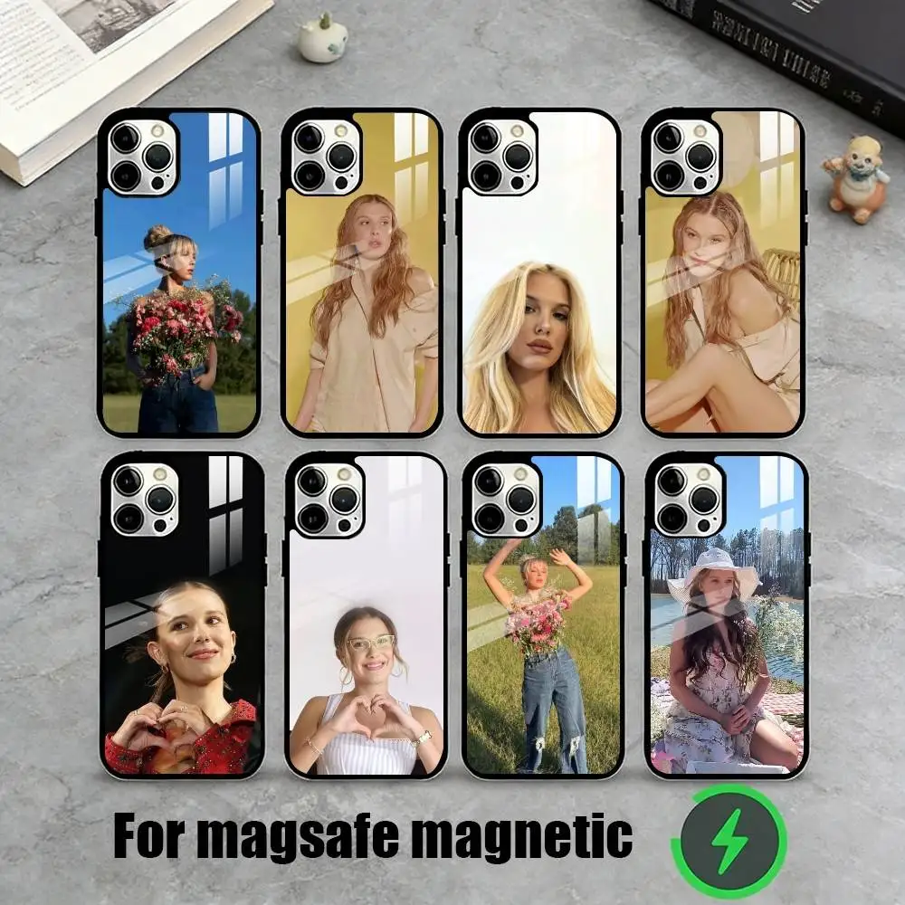 

Singer MMB M-Millie Bobby B-Brown Phone Case For iPhone17,16,15,14,13,12,11 Plus,Pro Magnetic For Magsafe Wireless Charging