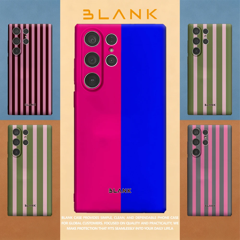 Pink & Blue Split For Samsung Galaxy S26 S25 S24 A56 A36 Phone Case Protection Cover for Women Girl Blank