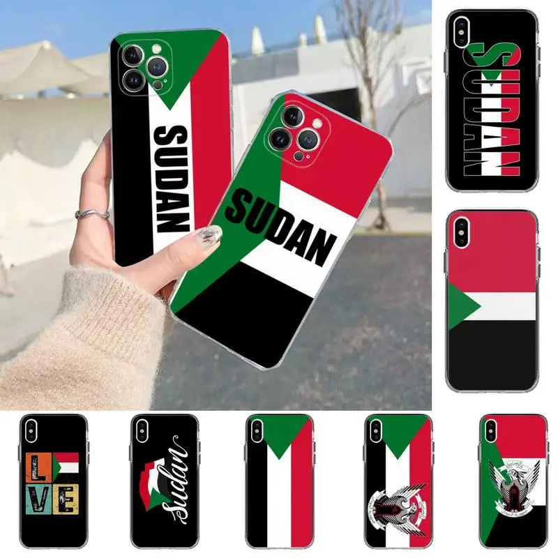 TOPLBPCS Sudan Flag Coat of Arms Phone Case for iPhone 11 12 13 Mini Pro Max 8 7 6 6S Plus X 5 SE 2020 XR XS Case shell