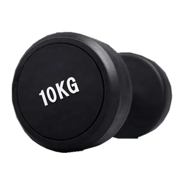 Top Quality Fitness Equipment Black Rubber Coated Round Dumbbell