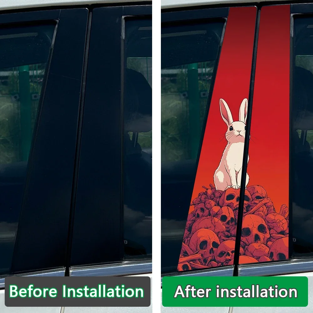 2Pcs/set Skull Red Knight Car Center Pillar Sticker AUTO B Pillar Protective Film Decoration