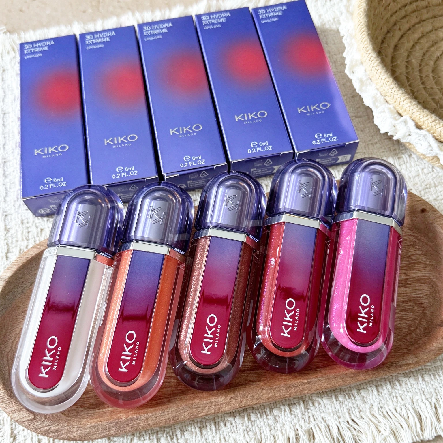 New Kiko Limited Edition 3D Water Luminous Lip Gloss Non Stick Cup Waterproof Long Lasting Moisturizing Lady Advanced Makeup