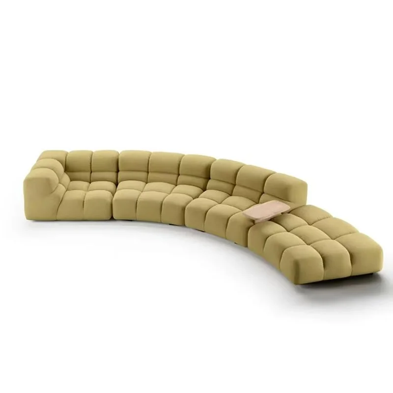 

Italian minimalist curved fabric sofa small apartment living room modern simple light luxury multi-person sofa