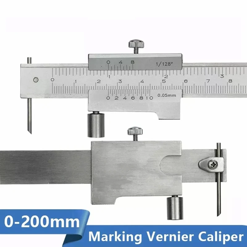 Caliper Marking Vernier Caliper 0-200Mm 0.05Mm Stainless Steel Parallel Marking Vernier Marking Gauge Measuring Tool