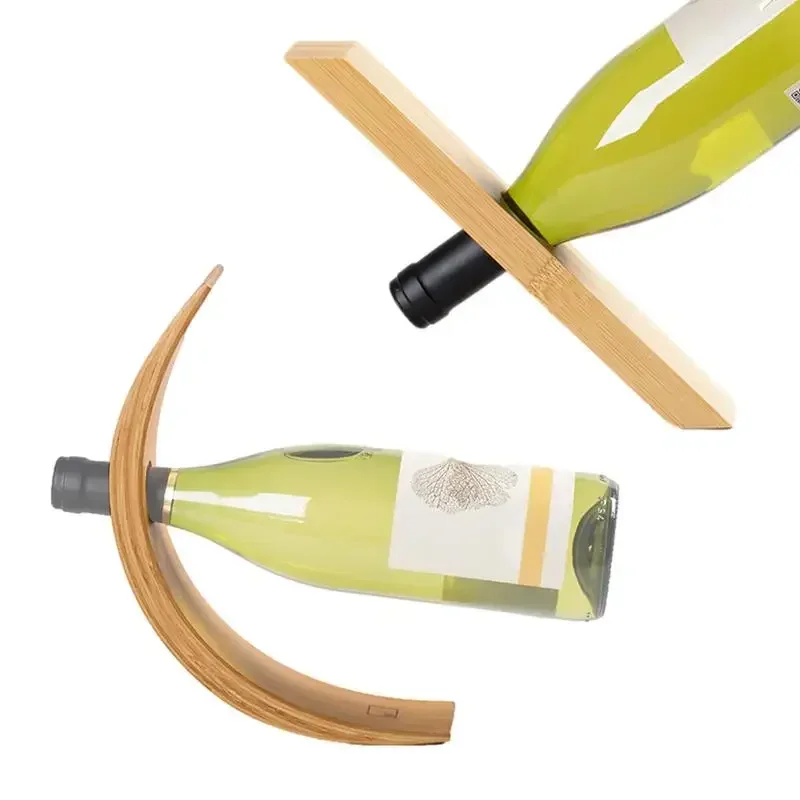 Bamboo Product Balance Red Wine Rack Single Wine Bottle Stand Decor Creative Wine Bottle Rack Display Stand Decoration