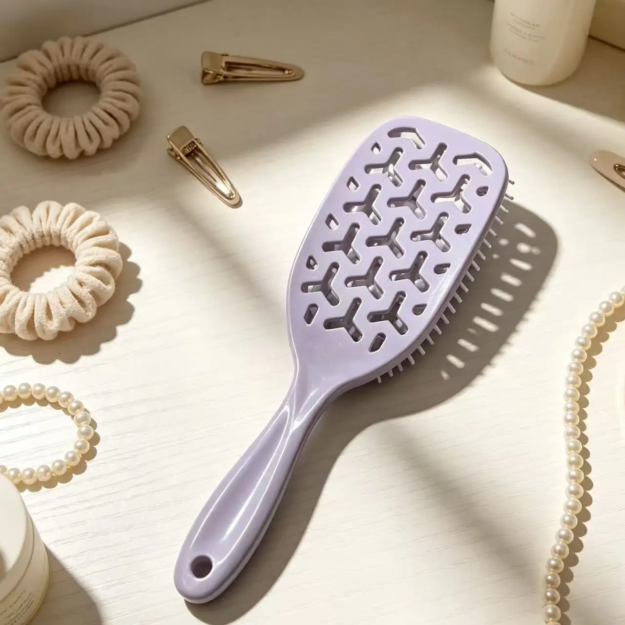 Sweet Potato Purple Lattice Hair Comb, featuring a lattice ventilation design for quick drying.