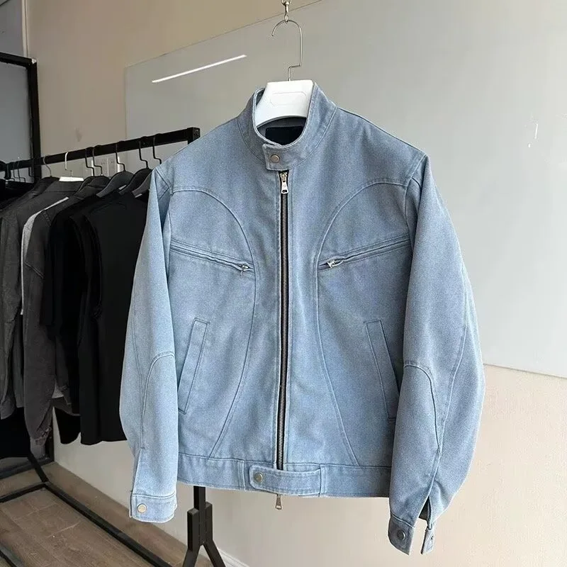 

American retro zipper tooling jacket men's trendy jacket spring and autumn new pilot baseball jersey trendy top