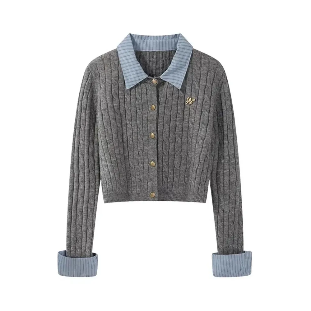 

Женский вязаный кардиган-свитер Harajuku 9Os Aesthetic Cleanfit Sle Winter Thiened Поддельный дизайн из двух предметов Эксклюзивный онлайн