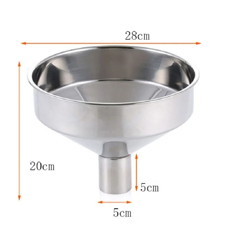 1Pc Stainless Steel Funnel Large Kitchen Funnel Liquid Cooking Oil Filter Tools Metal Wide Mouth Funnel For Filling Bottles Cans