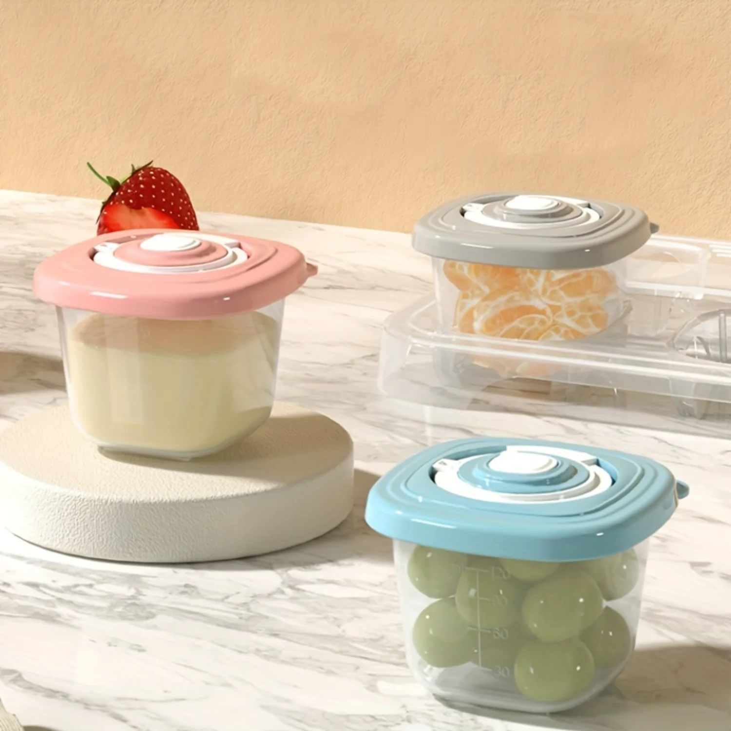 Leak-Proof Portable Food Containers - BPA-Free, Microwave Safe & Fresh-Keeping - Ideal for Snacks, Vitamins - 120ml, Set of 4