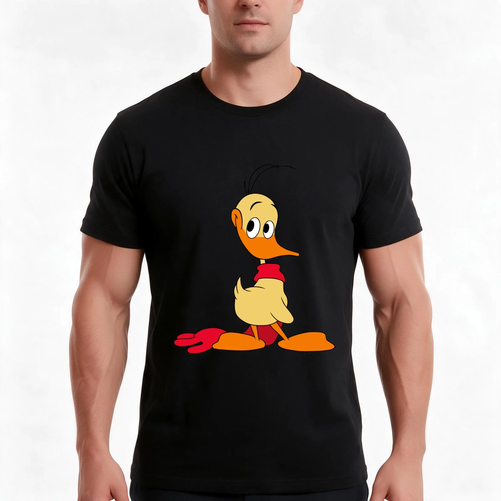 Alfred J. Quack T-Shirt, Summer Casual Cotton Tee, Oversized Streetwear Tops, Vintage Graphic Print, Loose Fit Short Sleeve