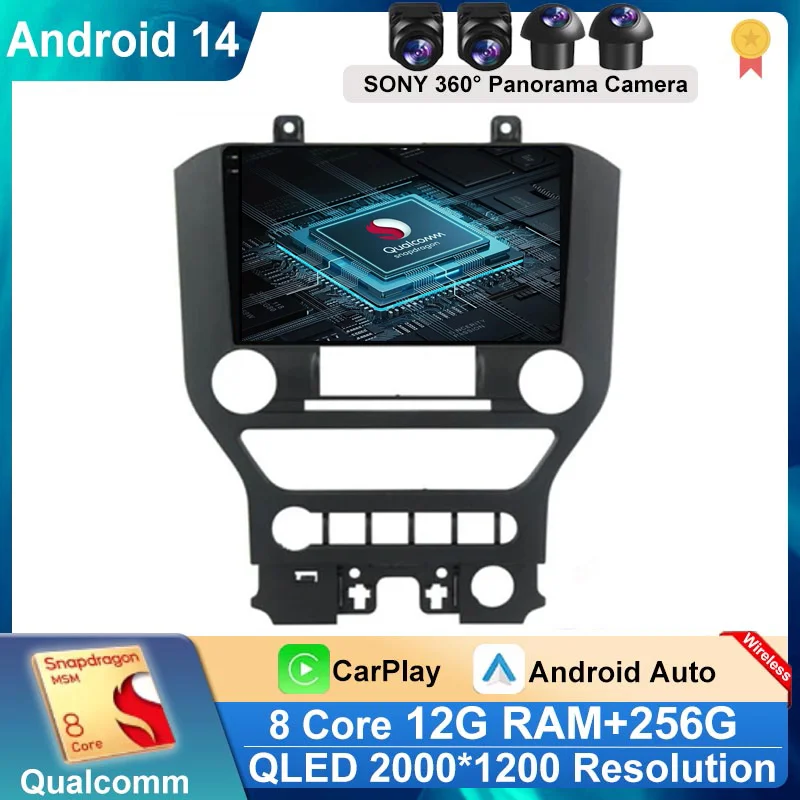 Android 14 9'' Car Radio For Ford Mustang 6 VI S550 2014 - 2021 Auto Carplay Multimedia Vedio player Navigation GPS 4G WIFI GPS