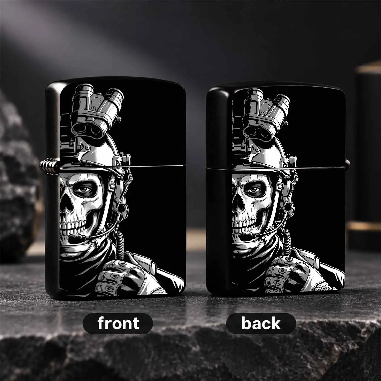 Tactical Skull Soldier Themed , Cool Military Style Night Operation Character Print Portable Igniter, Durable Outdoor Gear, Trendy Practical Igniter For Daily Use Gifting A Fun And Humorous Lighter