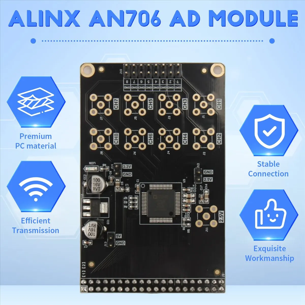 

Delighted — ALINX AN706: 16-битный модуль AD, многоканальная одновременная выборка для платы FPGA