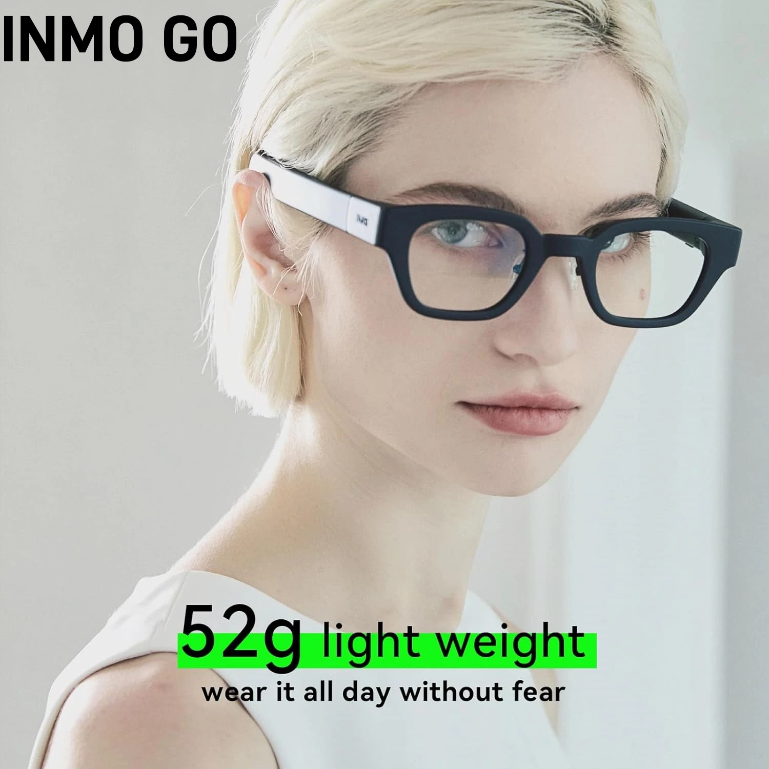 نظارات inmo GO الذكية AR، 10 لغات ترجمة في الوقت الحقيقي، نظارات AR الذكية مع الملاحة، مكبرات الصوت المزدوجة الملقن