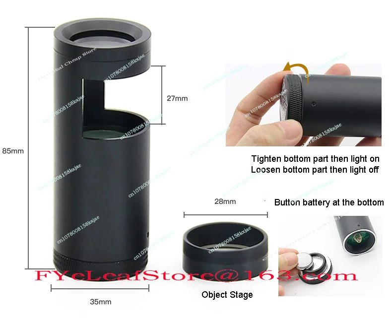 Gemstone Polarizer Built-in Long Life White Light Emitting Diode Cold Light 30mm Diameter