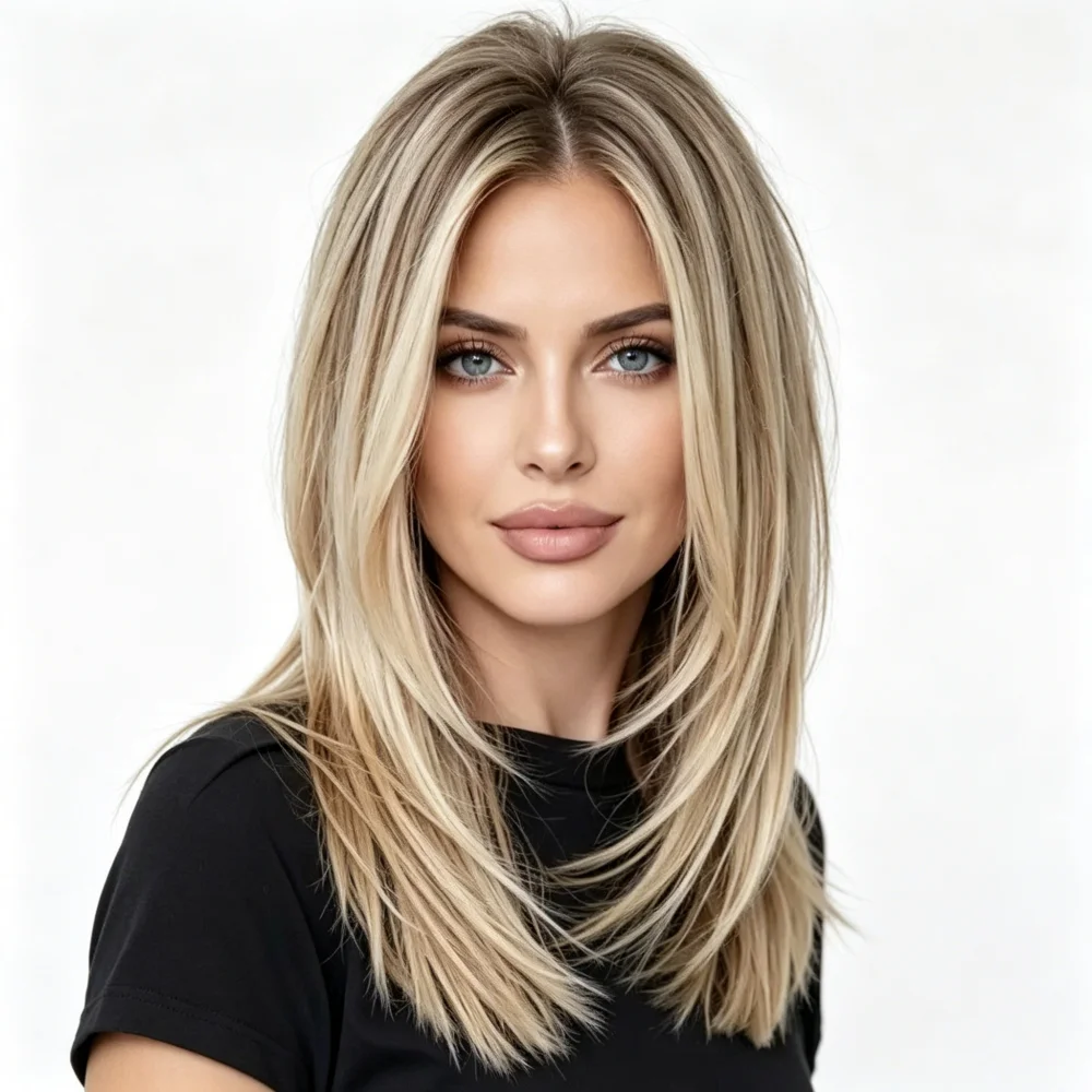 Glattes Haar, weiches Highlight-Blond, 150 Dichte, 13×4, 100 % Echthaarperücke, Lace-Front-Perücke, mit vorgezupftem Babyhaar