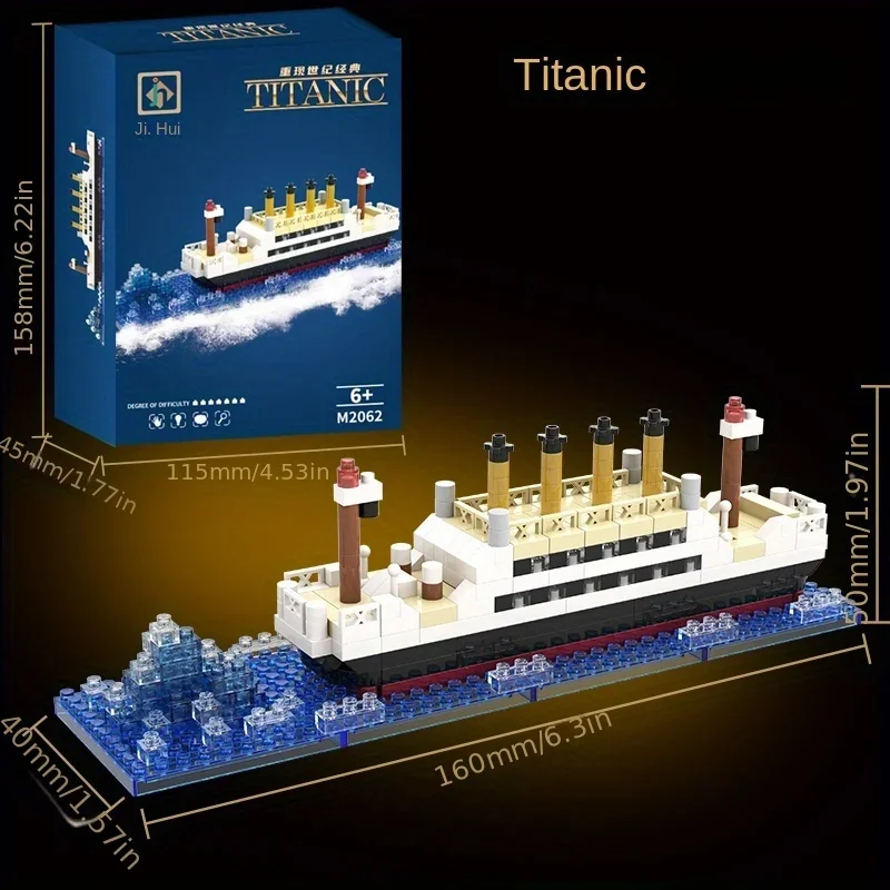 Titanic cruise ship small particle assembly building blocks male and female couples male and female gifts boutique decoration