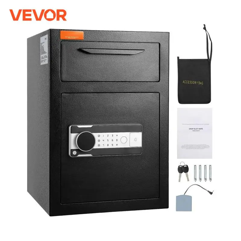 VEVOR Caja Fuerte con Cerradura Electrónica Caja Fuerte de Depósito de Acero Laminado en Frío 2,5C Caja Fuerte con Trampilla Desbloqueo de Contraseña de 3-12 Dígitos y Llaves para Documentos Dinero