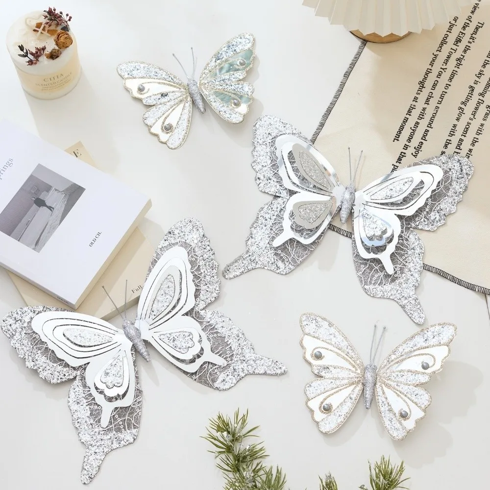 شبكة عيد الميلاد زهرة مزدوجة محاكاة بريق زينة عيد الميلاد رائعة الترتر الاصطناعي شجرة عيد الميلاد الديكور #1