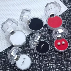 Acrylic Octagonal Clear Crystal Ring Box Fashion Rings Earring Jewelry Display Organizer Storage Case Wedding Jewelry Gift Boxes