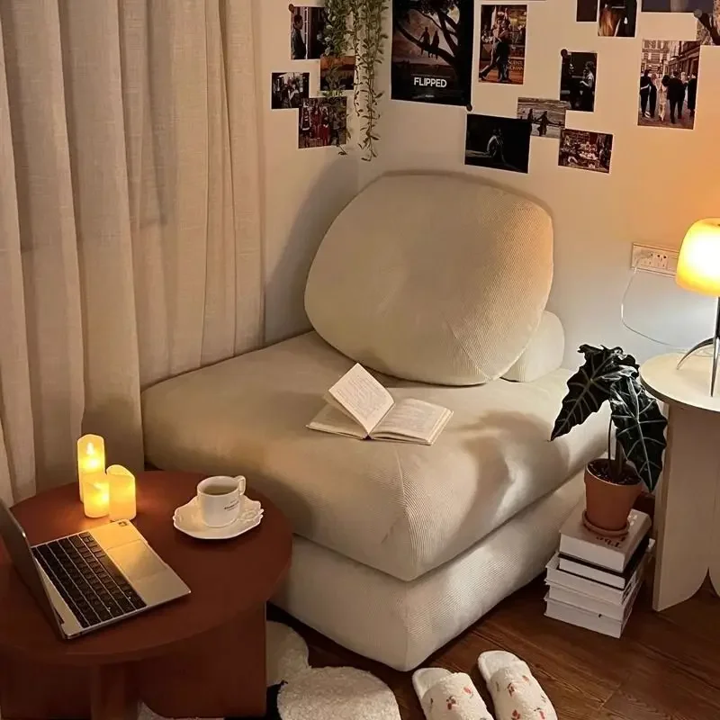 Cream wind folding dual-purpose sofa single minimalist tofu block sofa bed lazy sofa small apartment living room