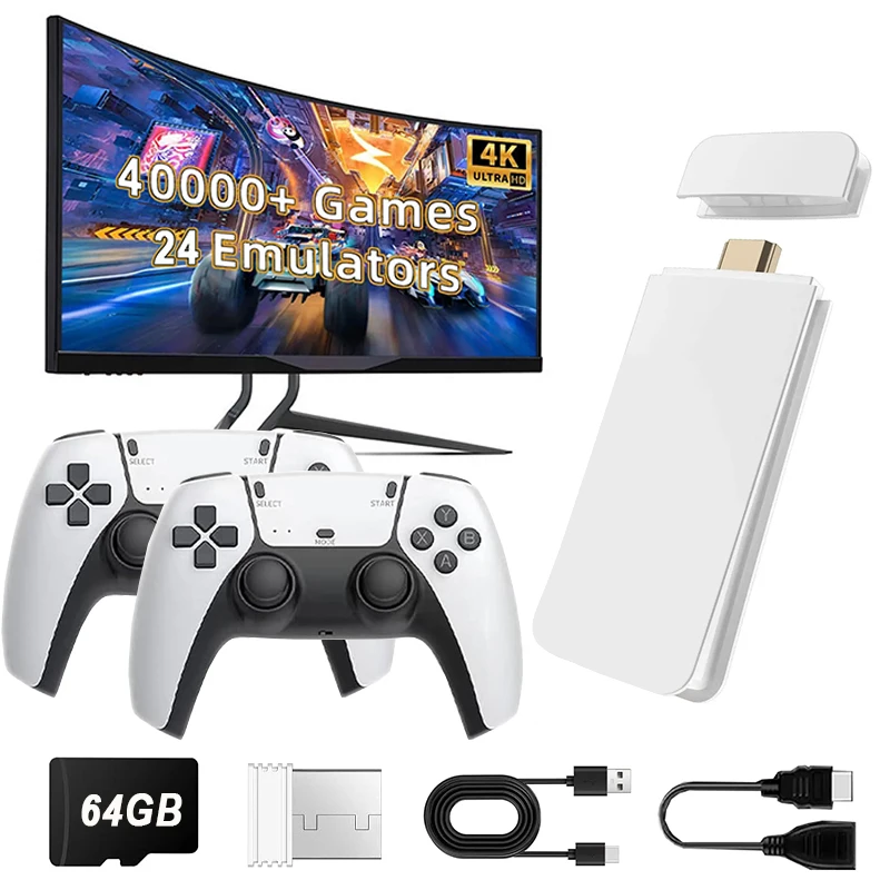 

Игровая консоль 4K Classic с 30000+ встроенными ретро-играми, 23+ эмуляторами, 64 ГБ памяти, беспроводным контроллером для HD-телевизоров