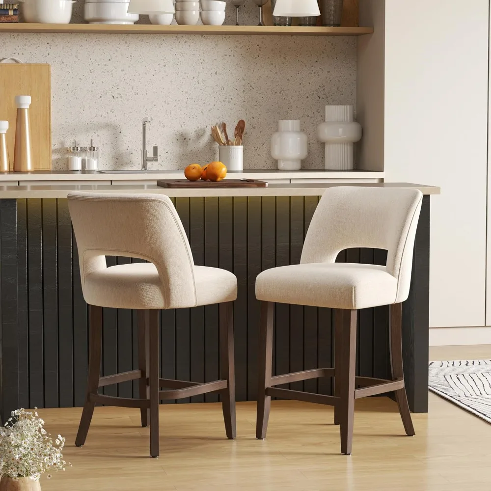 

2-piece bar stool set, high bar stool with soft cushion, modern counter stool with wooden legs
