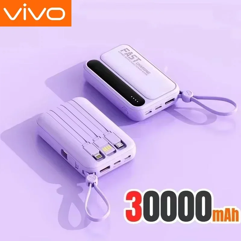 VIVO 500000mAh Powerbank Ingebouwde 4-aderige kabel Grote capaciteit Supersnel opladen Draagbare externe batterij voor alle telefoons 2026 NIEUW