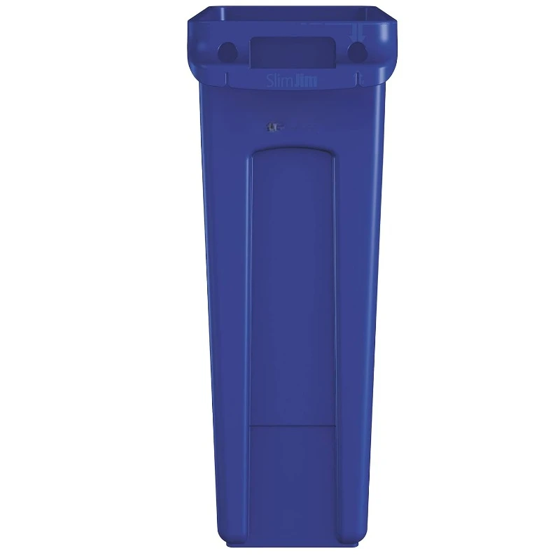 Slim Jim Plastic Rectangular Recycling Bin 23 Gal, Blue, for Kitchens/Classrooms/Offices/Back of House