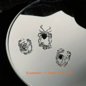 Schwarzer Spinnenfingerring für Frauen, kombinierter Ring, Hip -Hop, Gothic All, Nischendesign, hoher Sinn, Party, offen, Mode 12 Hauptverkaufsspinnen -Web - №11