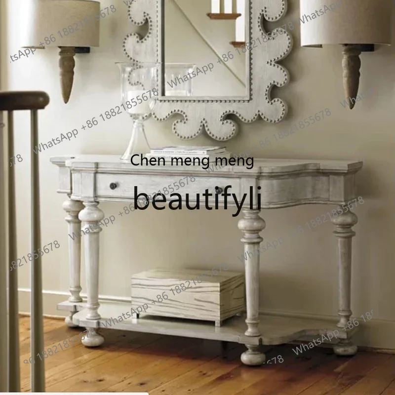 American solid wood entrance foyer cabinet retro entrance table decorative side cabinet partition6220