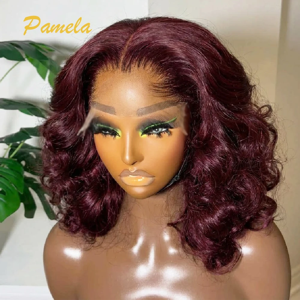

Lagos Hairline Wig Loose Deep Wave Burgundy 13x4 Invisible Lace Frontal Wig Human Hair Preplucked Pre-bleached Wigs For Woman
