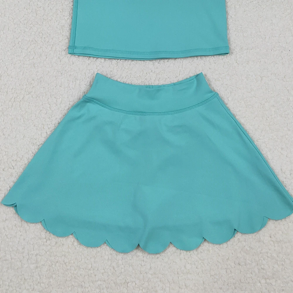 Set gonna superiore con bottoni senza maniche Aqua per neonata, set di abbigliamento sportivo alla menta, completo da yoga per bambina, completo leggero